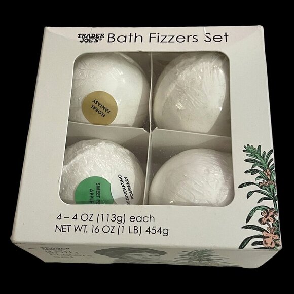 Trader Joes Bath Fizzers Floral Fantasy Sweet Pea Apple Rosemary Rose Petal NEW - Picture 2 of 8